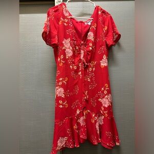 BB Dakota Junior’s Love Back atcha printed cdc dress, scooter red size 6. New